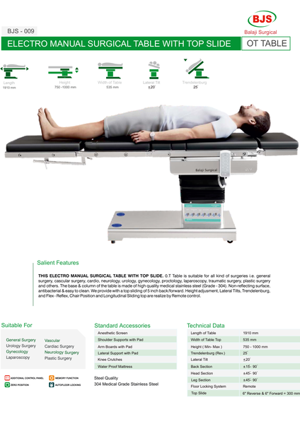 Electro-Manual Operating Table BJS-009 — first page